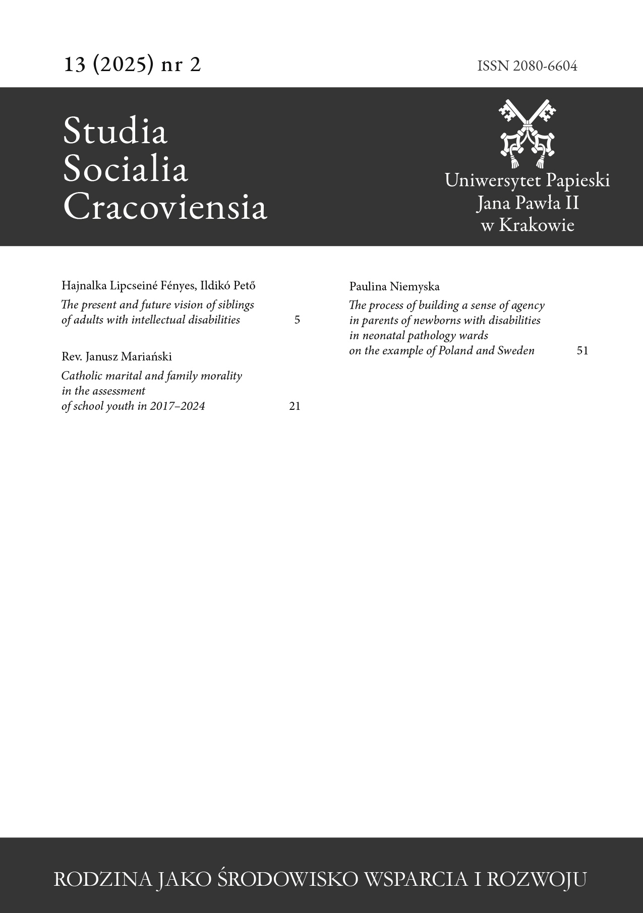 Studia Socialia Cracoviensia, tom 13 (2025) nr 2 • okładka