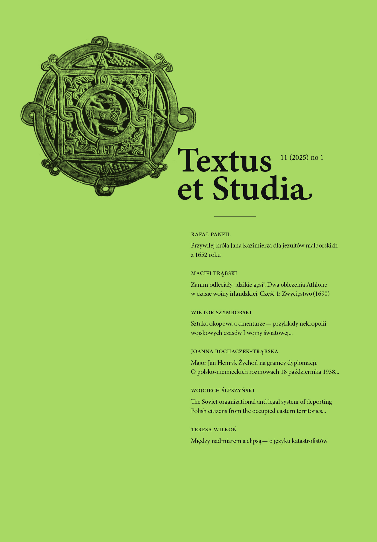 Textus et Studia, tom 11, nr 1 - okładka