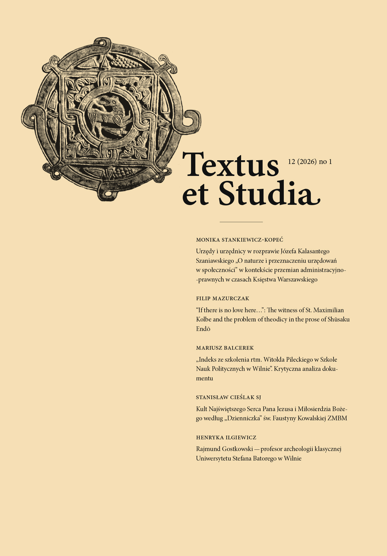 Textus et Studia, tom 12 (2026) nr 1 - okładka