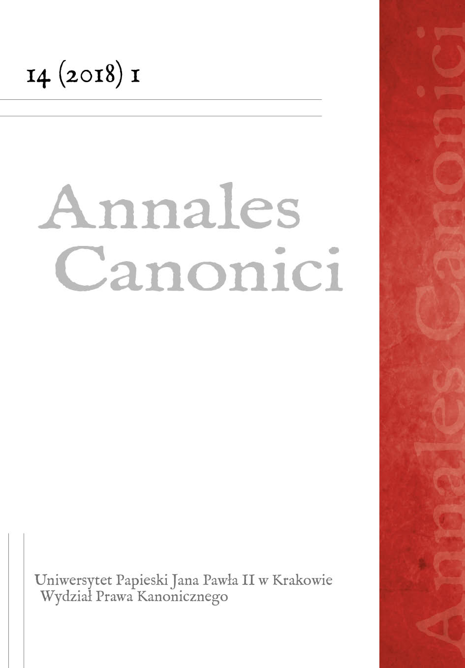 					Pokaż  Tom 14 Nr 1 (2018): Annales Canonici
				