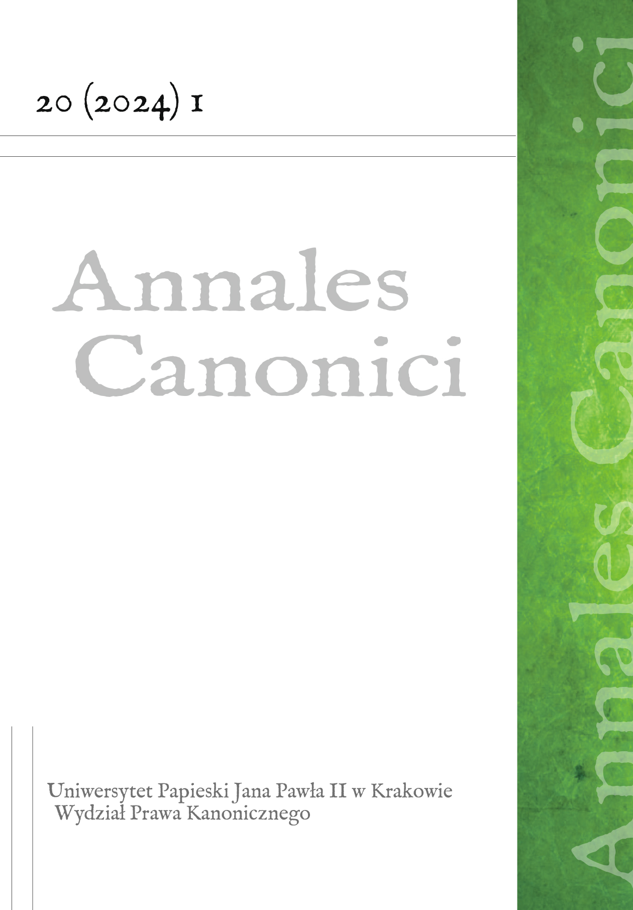 Annales Canonici 20 (2024) nr 1 - okładka