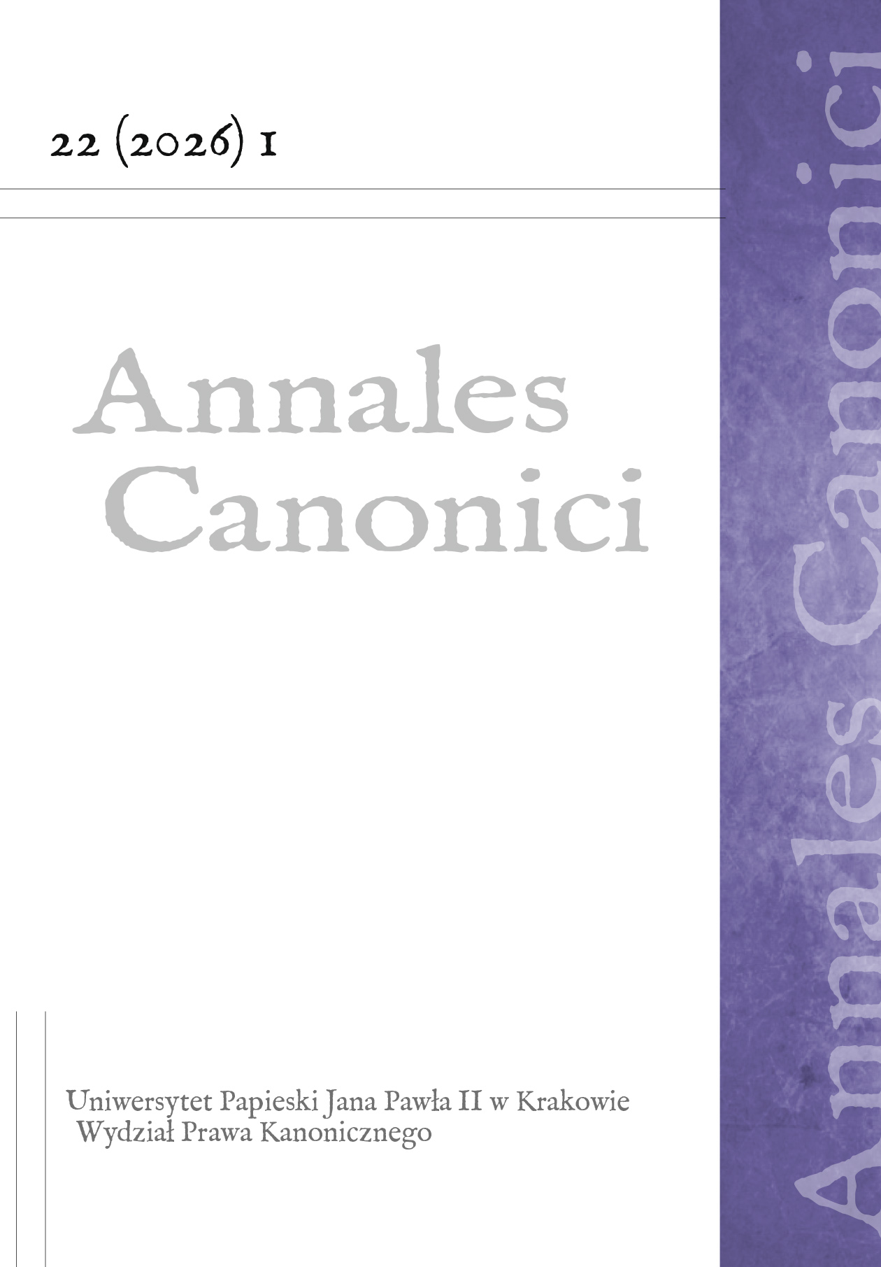 Annales Canonici tom 22 (2026) nr 1 • okładka