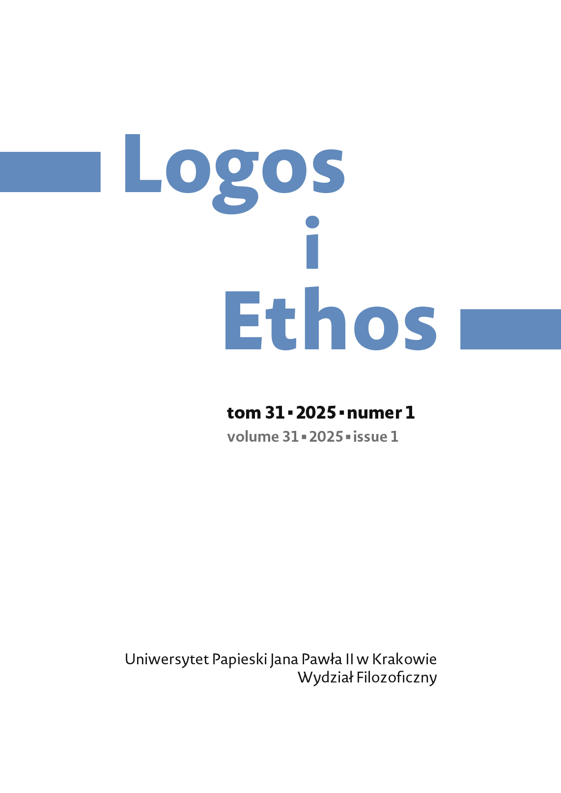 Logos i Ethos tom 31 (2025) nr 1 • okładka